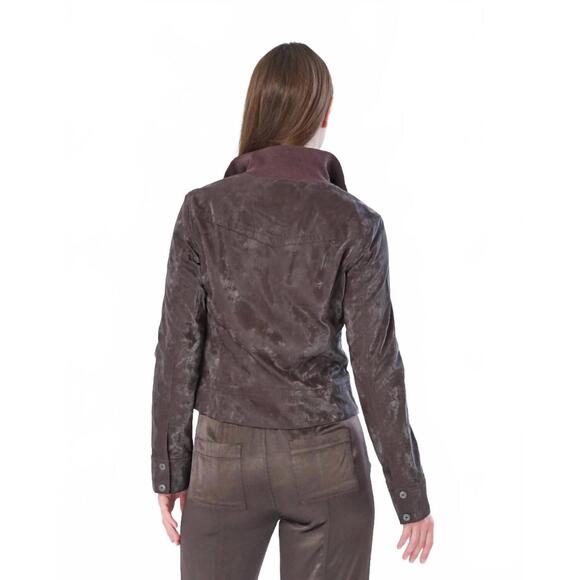 NEW MARRAKECH etna sueded patent leather jacket in black coffee - Picture 4 of 4